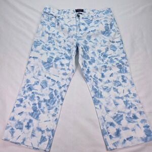 Chaps Denim Womens Tie Dye Cropped Jeans Blue White Size 10 Capris Straight Leg